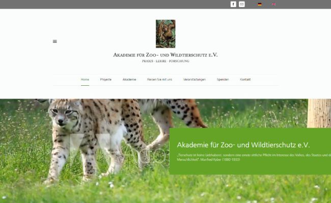 Homepage Akademie für Zoo- und Wildtierschutz